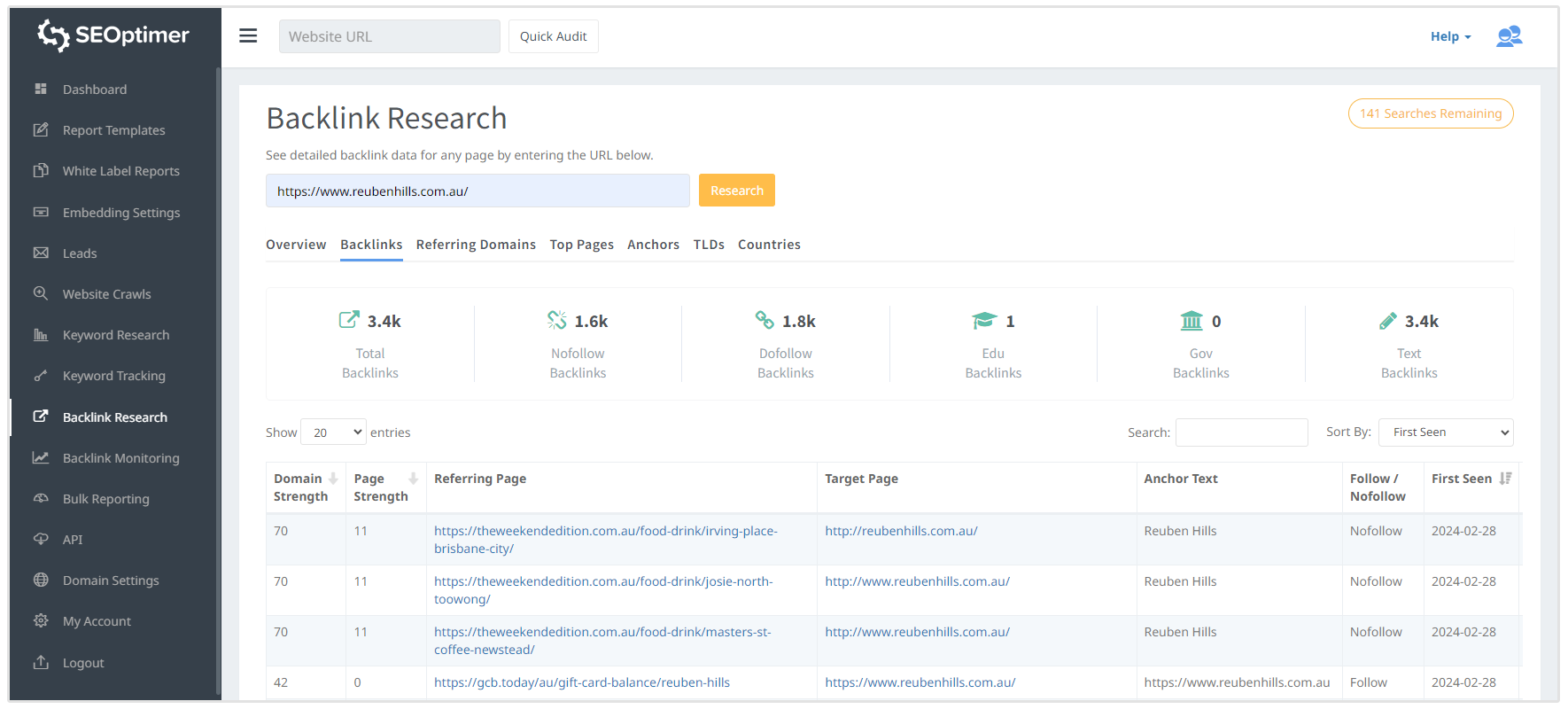 herramienta de investigación de backlinks